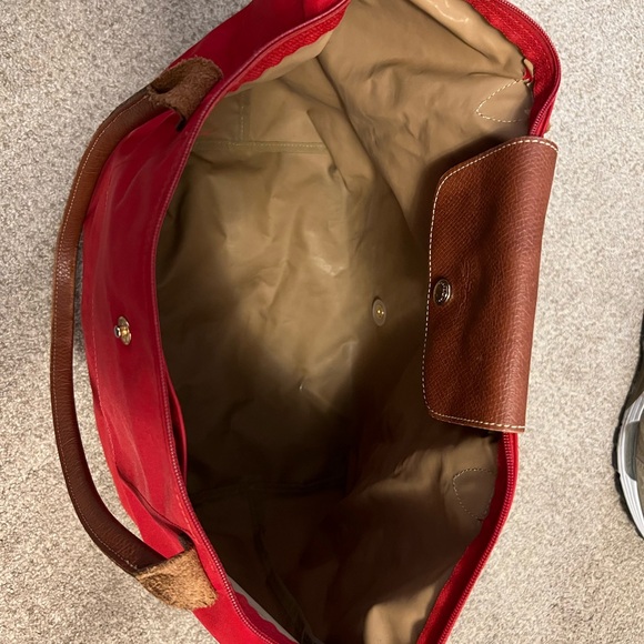 Longchamp Red Tote with Brown Handles - Picture 3 of 4